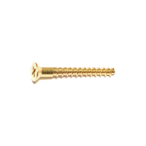 Midwest Fastener Wood Screw, #8, 1-1/2 in, Plain Brass Flat Head Phillips Drive, 20 PK 62817 - main